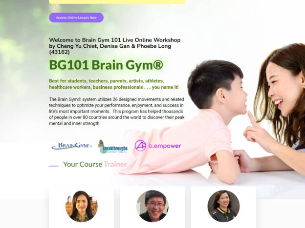 Brain Gym 101 Live Online Workshop by Cheng Yu Chiet, Denise Gan & Phoebe Long (43162) course image