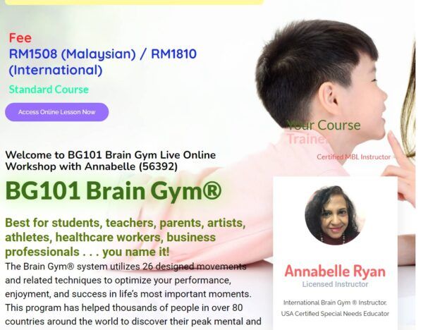BG101 Brain Gym Live Online Workshop with Annabelle (56392) course image