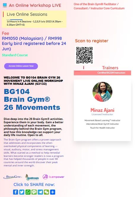 BG104 Brain Gym 26 Movement Live Online Workshop With Minaz Ajani 